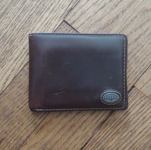 Men's Leather Fossil wallet, brown